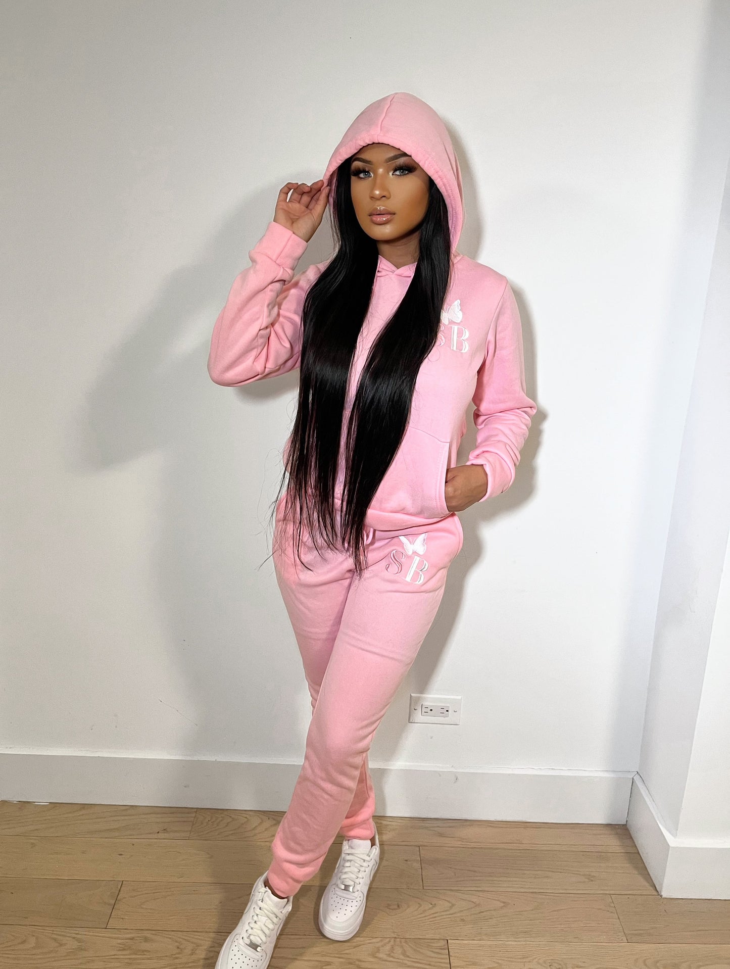 Pink hoodie set