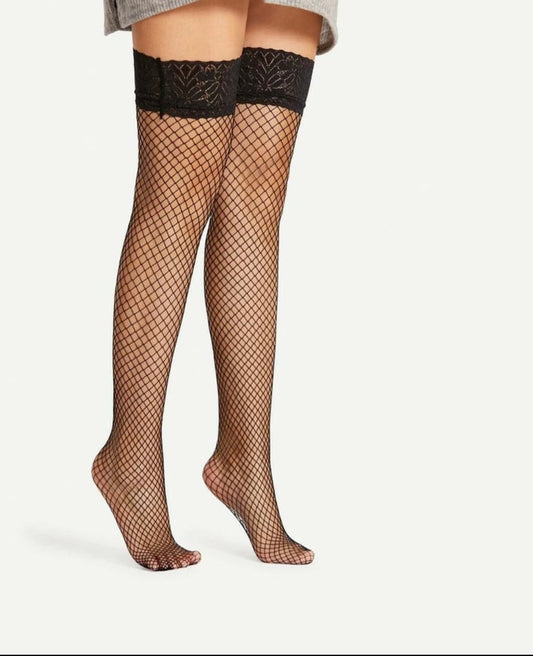 Over The Knee Lace Fishnet